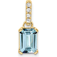 10K Yellow Gold Aquamarine and Diamond Pendant with 0.01 Carat Diamonds by Oro Pregiato