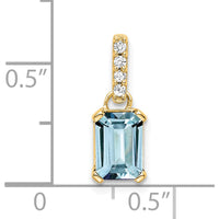 10K Yellow Gold Aquamarine and Diamond Pendant with 0.01 Carat Diamonds by Oro Pregiato