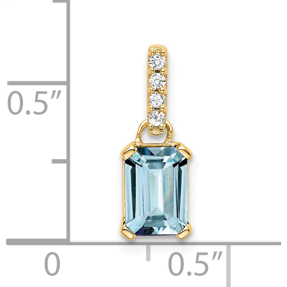 10K Yellow Gold Aquamarine and Diamond Pendant with 0.01 Carat Diamonds by Oro Pregiato