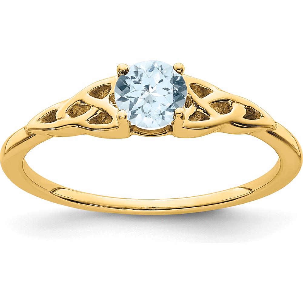 10K Yellow Gold Aquamarine Celtic Knot Ring - 0.33 Carat Total Aquamarine Weight by 0