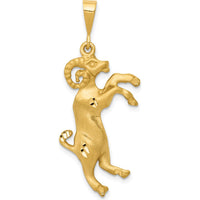 10K Yellow Gold Aries Zodiac Charm Pendant - 40mm Length