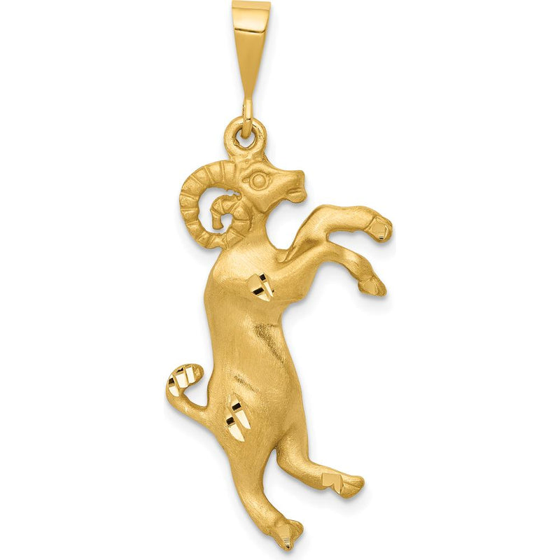 10K Yellow Gold Aries Zodiac Charm Pendant - 40mm Length