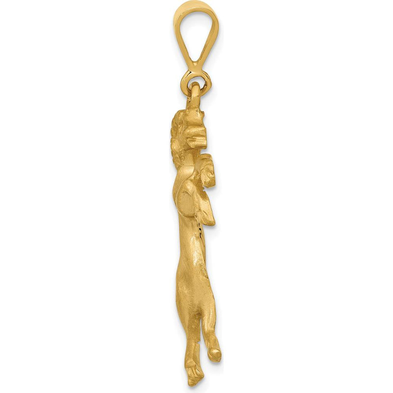 10K Yellow Gold Aries Zodiac Charm Pendant - 40mm Length