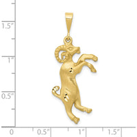 10K Yellow Gold Aries Zodiac Charm Pendant - 40mm Length