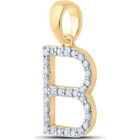 10K Yellow Gold B Initial Pendant with 1/4 Carat Round Diamond - 0.23 Carat Diamond Weight