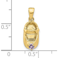 10K Yellow Gold Baby Shoe Charm with Synthetic Purple Birthstone - 2.75mm
