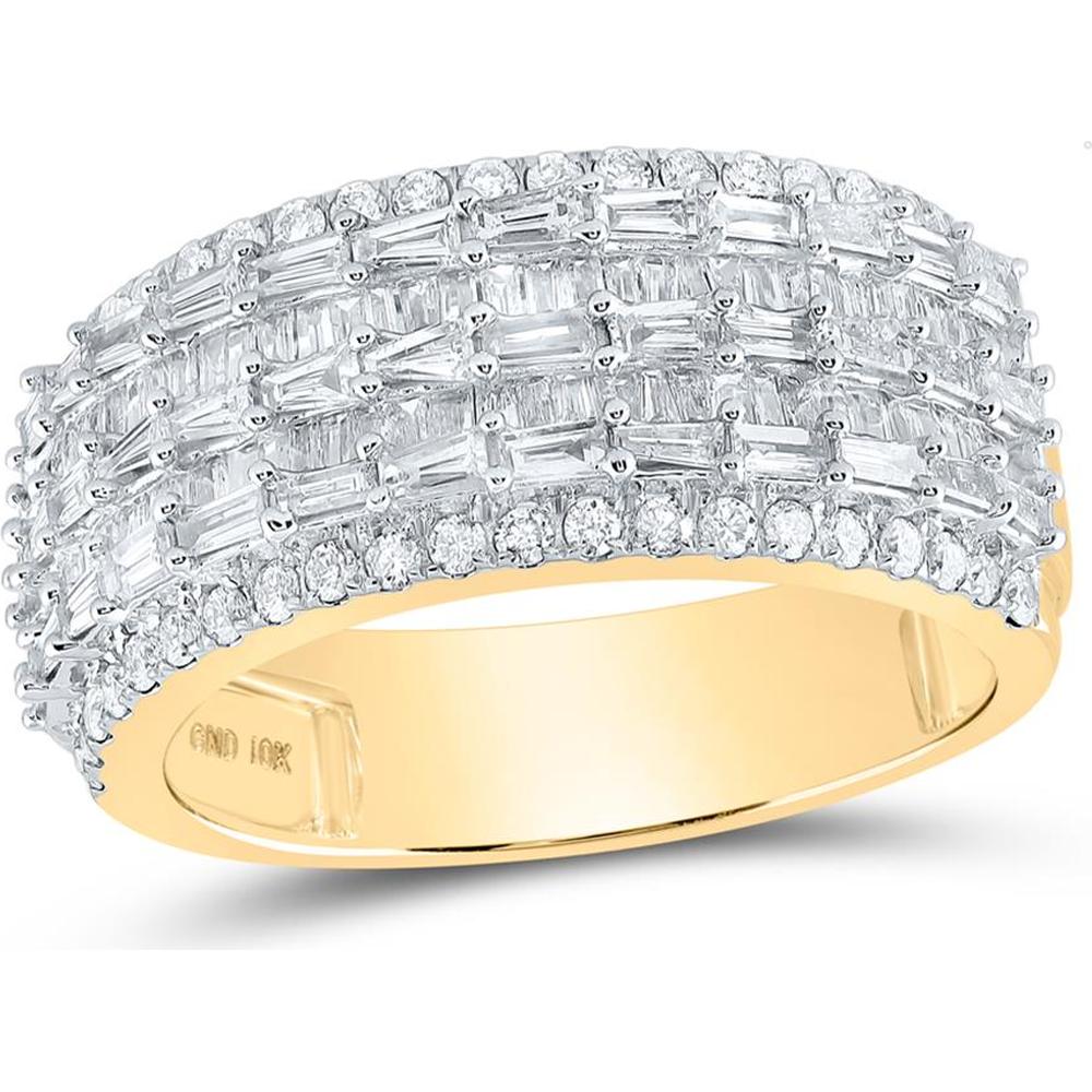 10K Yellow Gold Baguette and Round Diamond Band Ring - 1.75 Carat Total Diamond Weight