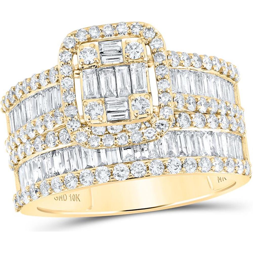 10K Yellow Gold Baguette and Round Diamond Bridal Wedding Ring Set - 2.0 Carat Total Diamond Weight