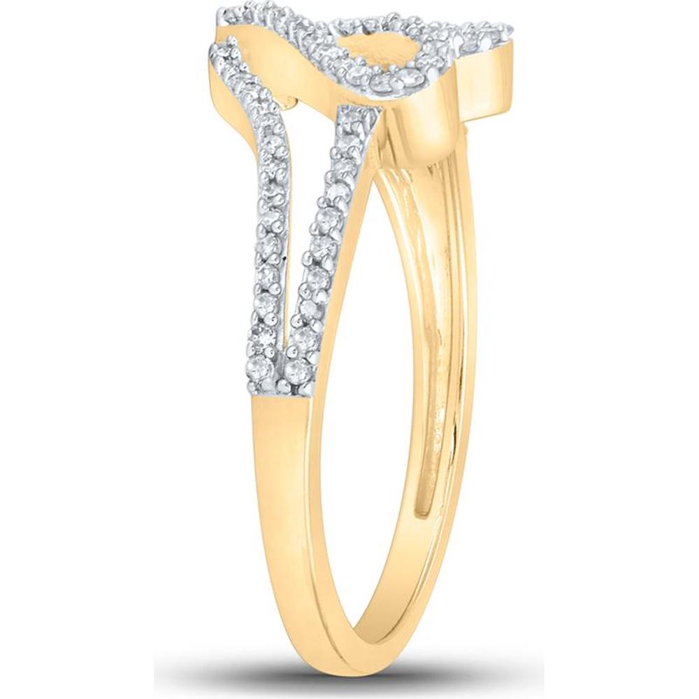 10K Yellow Gold Baguette and Round Diamond Heart Ring - 1/3 Carat Total Diamond Weight
