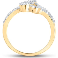 10K Yellow Gold Baguette and Round Diamond Heart Ring - 1/3 Carat Total Diamond Weight