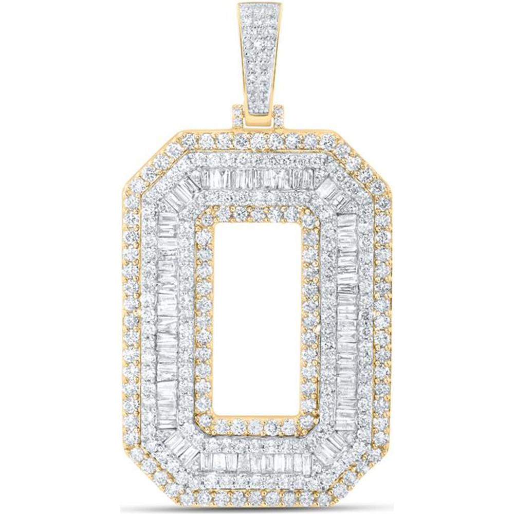 10K Yellow Gold Baguette and Round Diamond "O" Initial Charm Pendant - 6.22 Carat Total Diamond Weight
