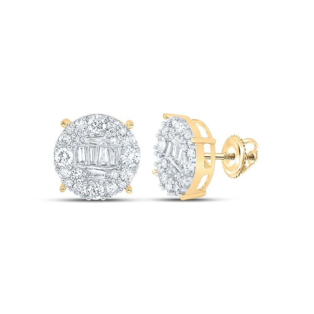 10K Yellow Gold Baguette Diamond Dangle Earrings - 1 Carat Total Diamond Weight