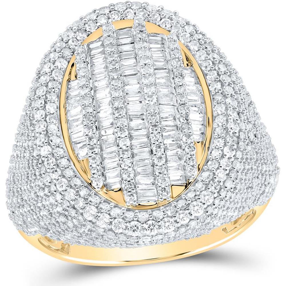 10K Yellow Gold Baguette Diamond Oval Ring - 4.2 Carat Total Diamond Weight