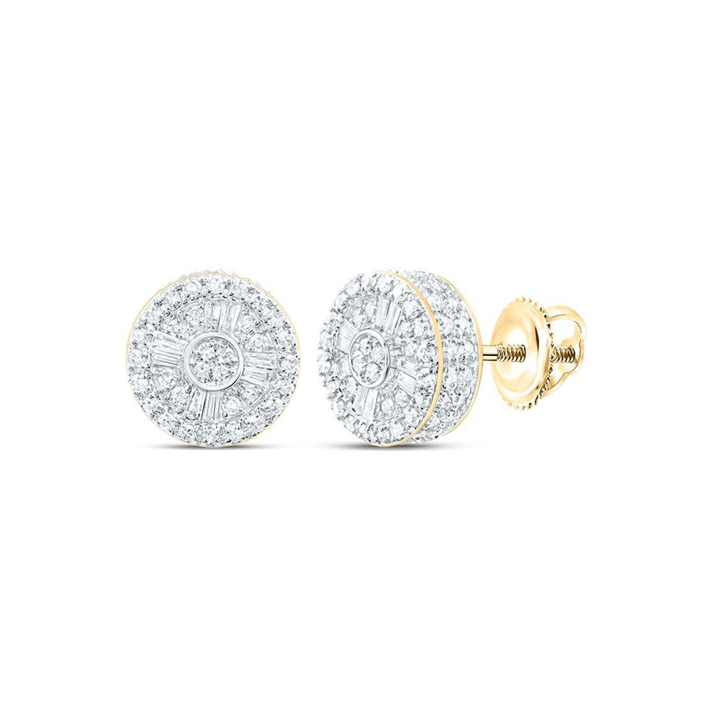 10K Yellow Gold Baguette Diamond Stud Earrings - 1/2 Carat Total Diamond Weight