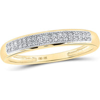 10K Yellow Gold Band Ring with Pavé-Set Round Diamonds - 0.10 Carat Total Diamond Weight