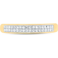 10K Yellow Gold Band Ring with Pavé-Set Round Diamonds - 0.10 Carat Total Diamond Weight