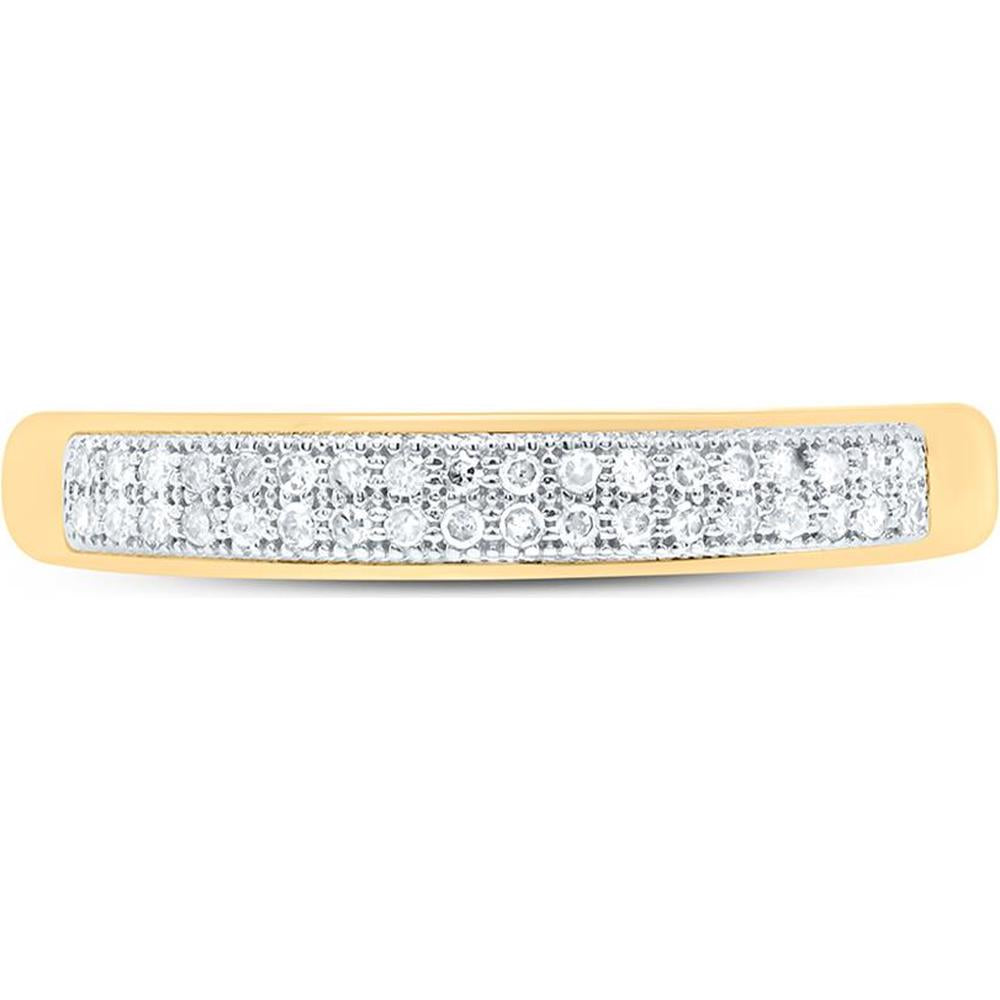 10K Yellow Gold Band Ring with Pavé-Set Round Diamonds - 0.10 Carat Total Diamond Weight