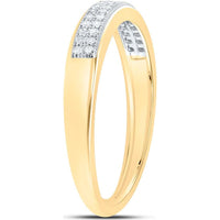 10K Yellow Gold Band Ring with Pavé-Set Round Diamonds - 0.10 Carat Total Diamond Weight