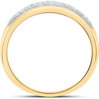 10K Yellow Gold Band Ring with Pavé-Set Round Diamonds - 0.10 Carat Total Diamond Weight