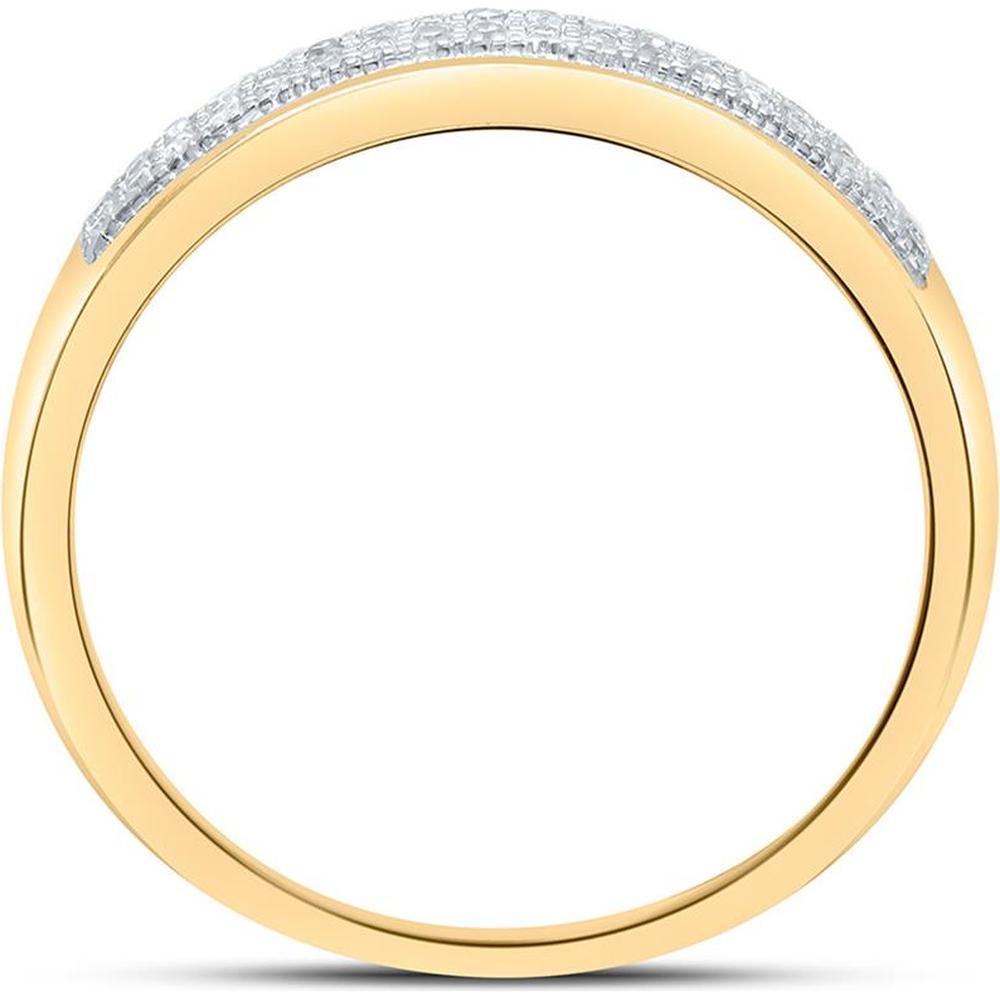 10K Yellow Gold Band Ring with Pavé-Set Round Diamonds - 0.10 Carat Total Diamond Weight