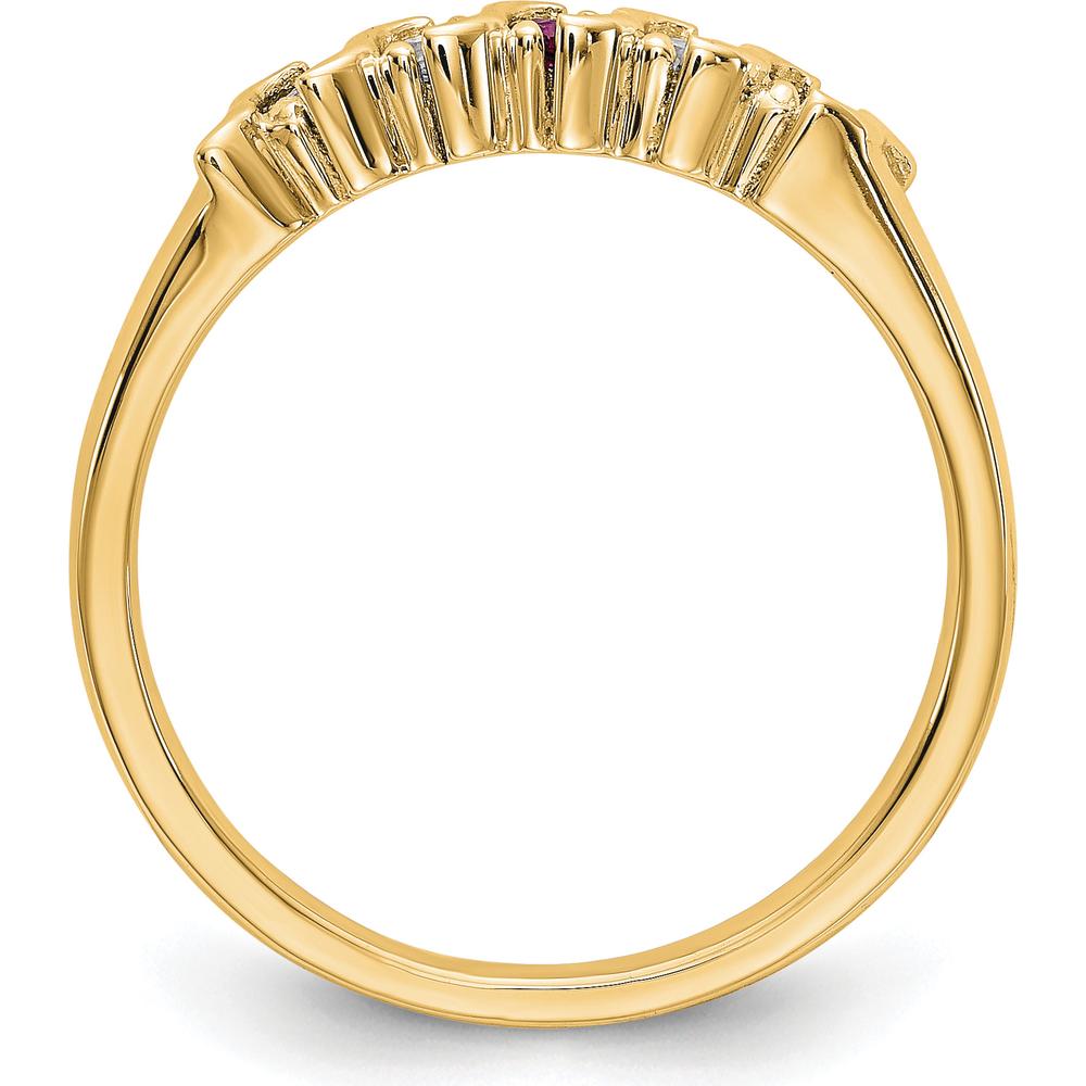 10K Yellow Gold Band with Alternating Round Natural Diamonds and Rubies - 0.225 Carat Total Gemstone Weight by 0