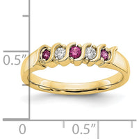 10K Yellow Gold Band with Alternating Round Natural Diamonds and Rubies - 0.225 Carat Total Gemstone Weight by 0