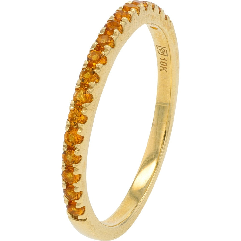 10K Yellow Gold Band with Prong-Set Round Citrine Gemstones - 0.20 Carat Total Gem Weight