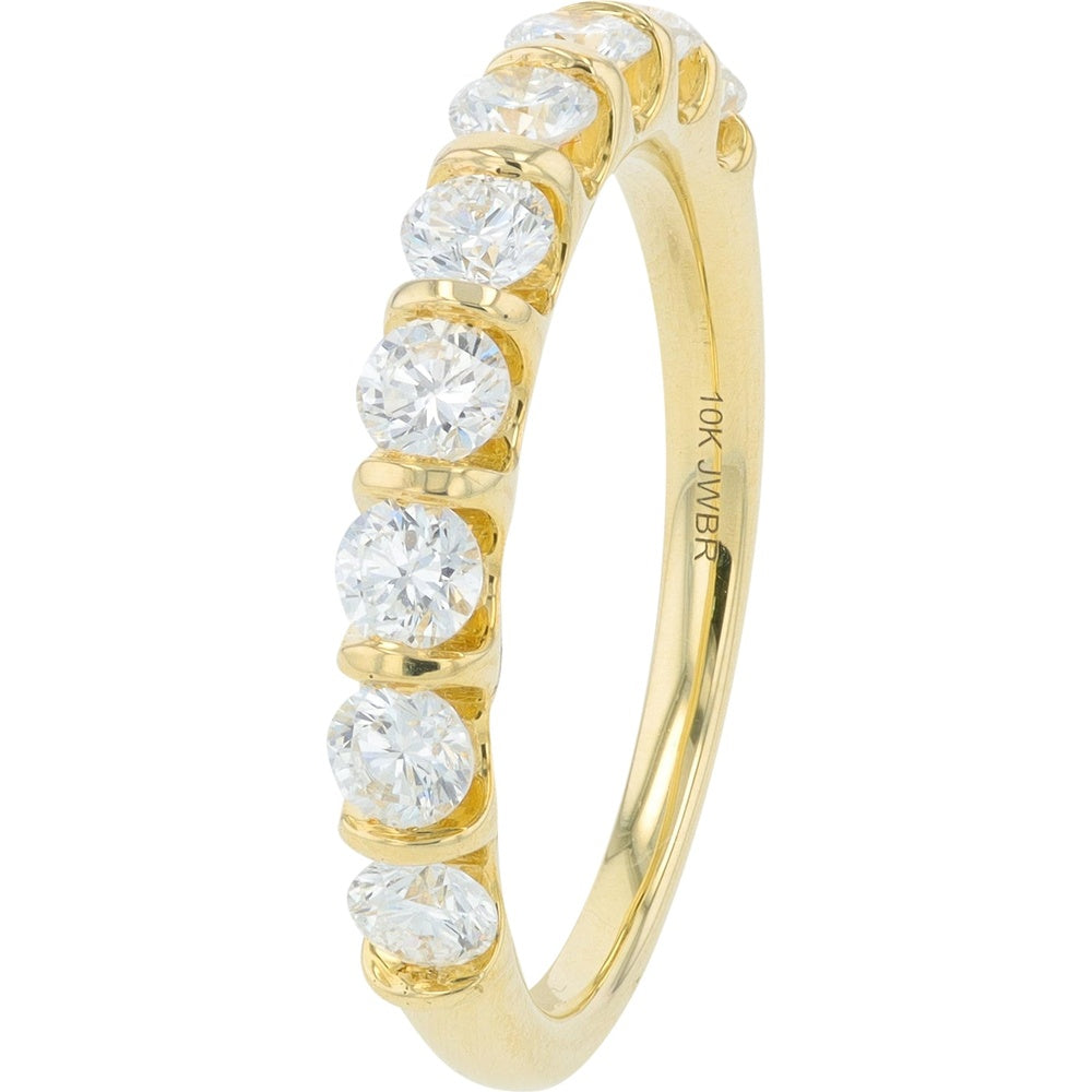 10K Yellow Gold Bar-Set Band with Round Lab-Grown Diamonds - 1.00 Carat Total Diamond Weight