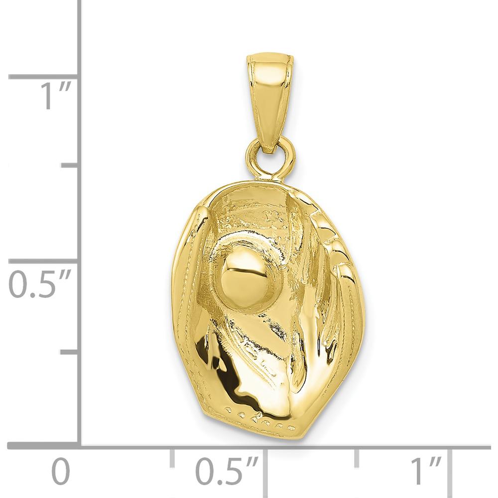 10K Yellow Gold Baseball Glove and Ball Pendant - Sports Jewelry