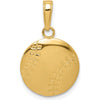 10K Yellow Gold Baseball Themed Polished Pendant with Closed Back Design