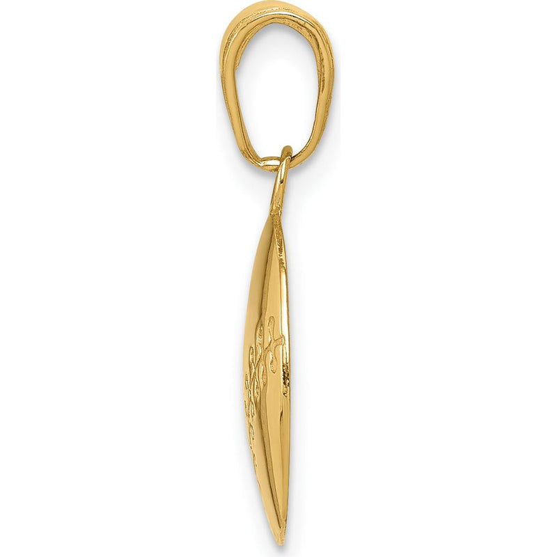 10K Yellow Gold Baseball Themed Polished Pendant with Closed Back Design