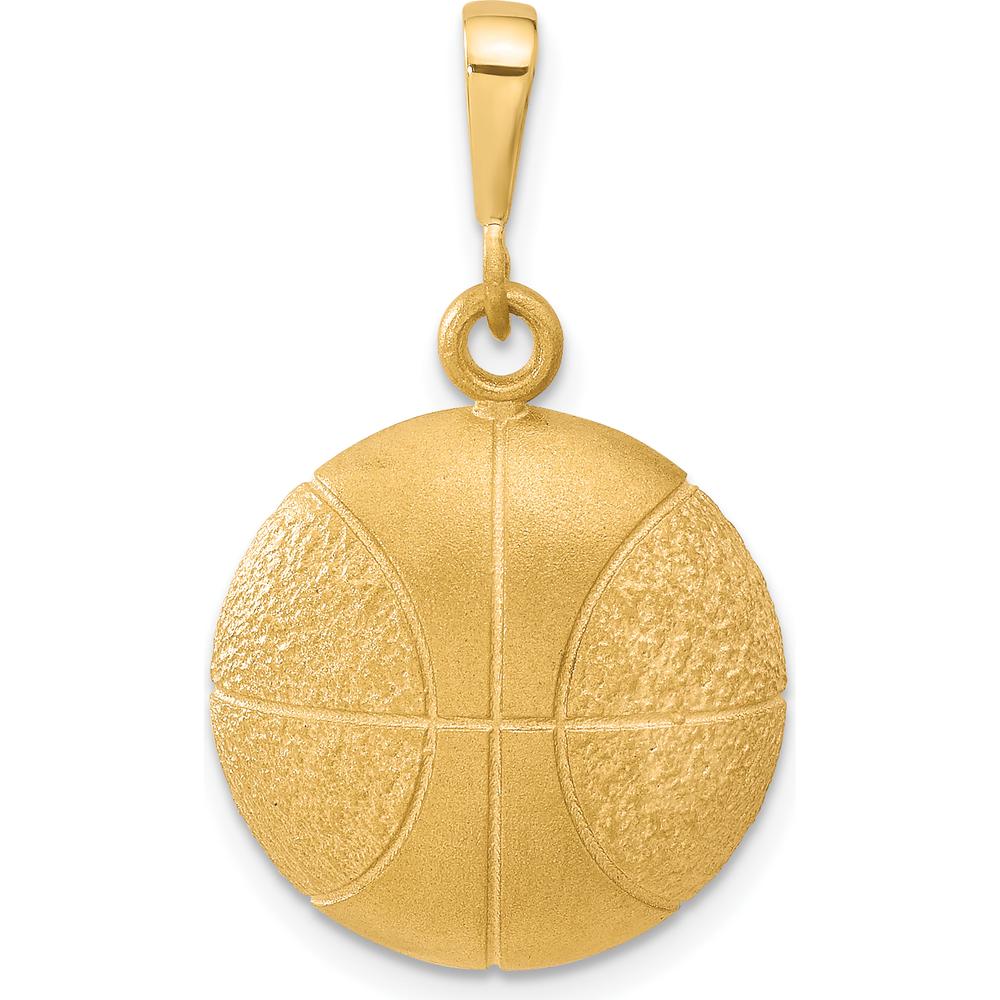 10K Yellow Gold Basketball Charm Pendant - 30mm Length, Polished Finish