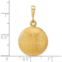 10K Yellow Gold Basketball Charm Pendant - 30mm Length, Polished Finish