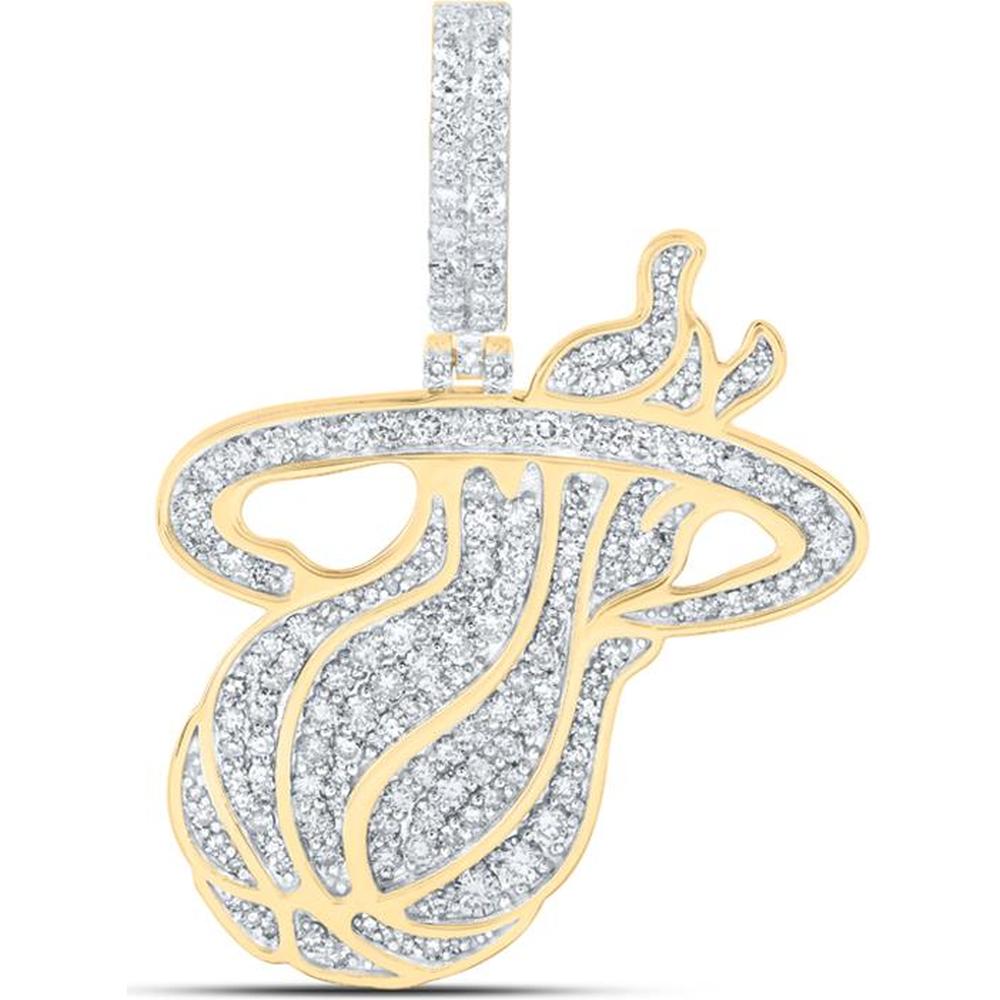 10K Yellow Gold Basketball Charm Pendant with 1.72 Carat Round Diamonds
