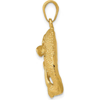 10K Yellow Gold Bass Fish Jumping Pendant - Nature-Inspired Wildlife Jewelry