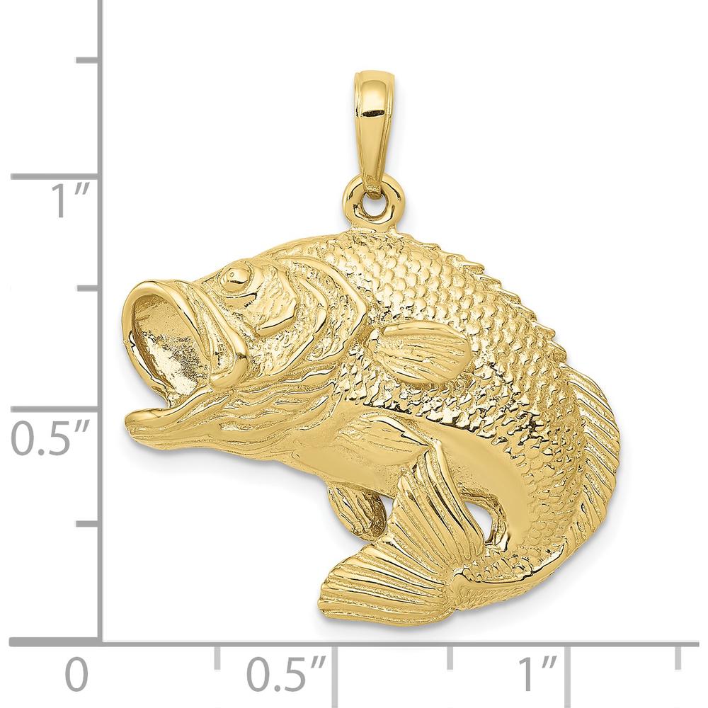 10K Yellow Gold Bass Fish Jumping Pendant - Nature-Inspired Wildlife Jewelry