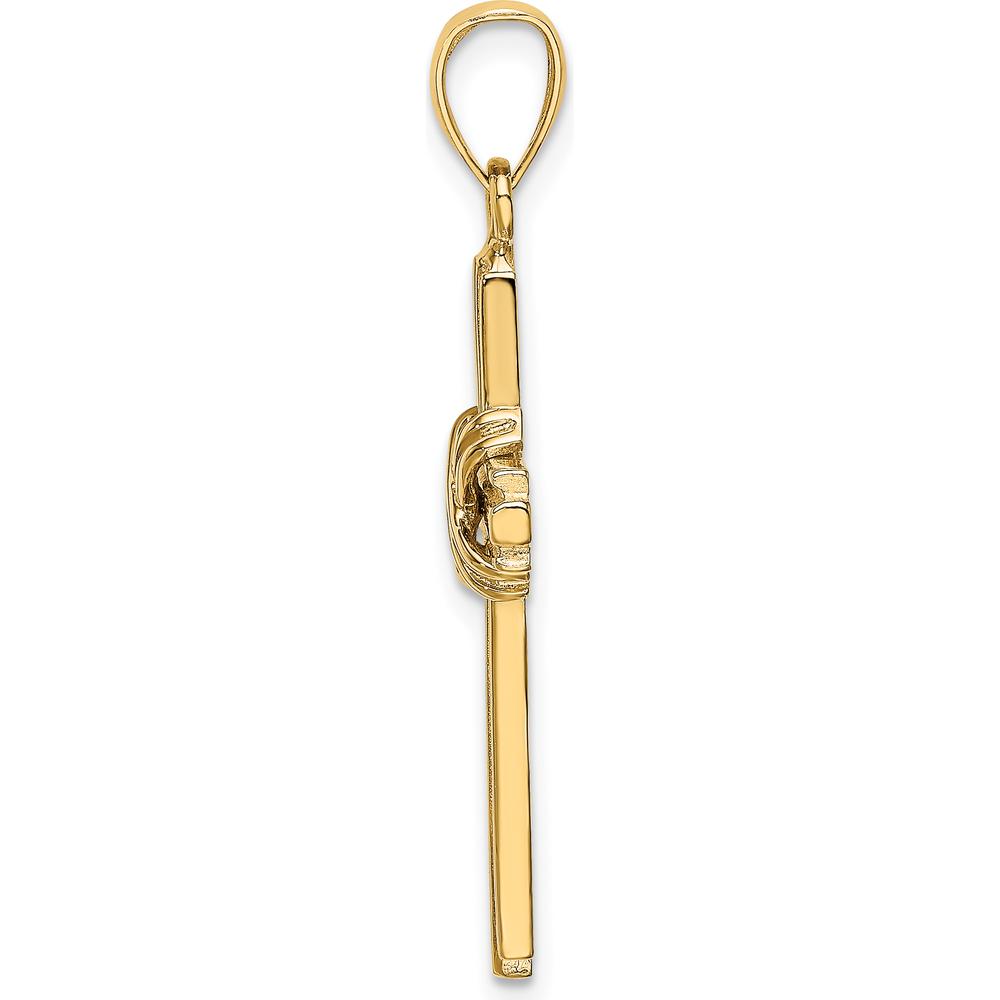 10K Yellow Gold Beaded Center Design Cross Charm with Polished Finish