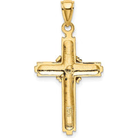 10K Yellow Gold Beaded Center Design Cross Charm with Polished Finish