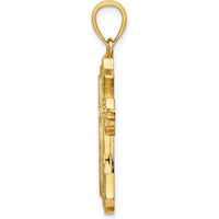 10K Yellow Gold Beaded Cross Charm with Polished Finish - 23.3mm Length