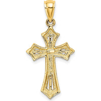 10K Yellow Gold Beaded Cross Charm with Polished Finish - 23.3mm Length