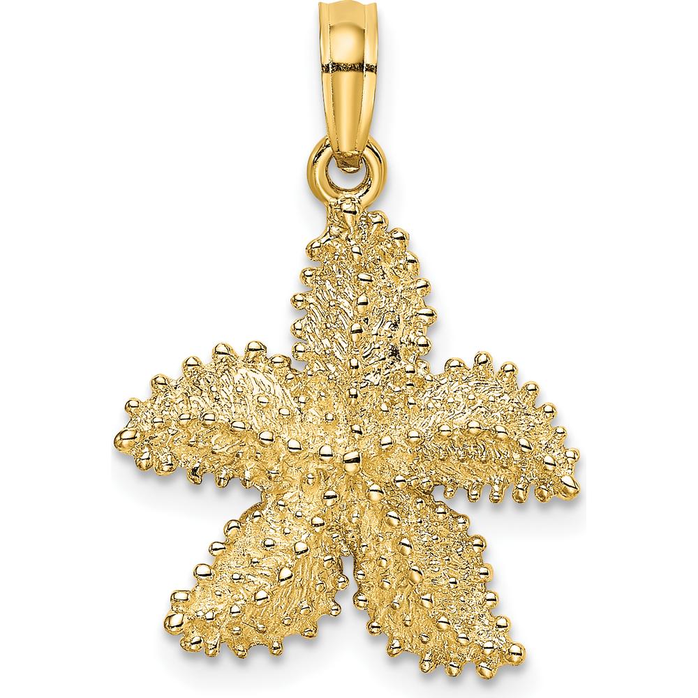 10K Yellow Gold Beaded Starfish Charm Pendant - Polished Finish, 18.4mm Length