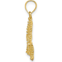 10K Yellow Gold Beaded Starfish Charm Pendant - Polished Finish, 18.4mm Length