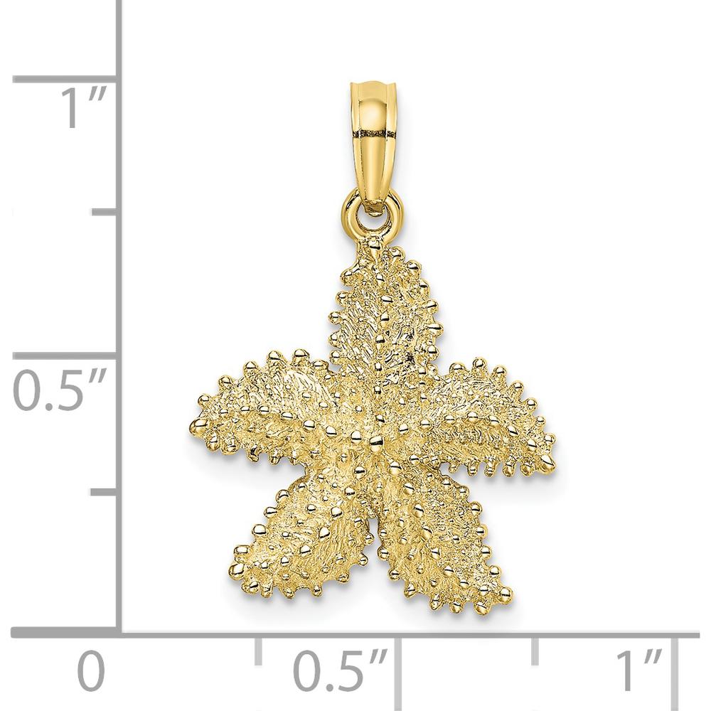 10K Yellow Gold Beaded Starfish Charm Pendant - Polished Finish, 18.4mm Length
