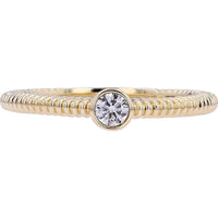 10K Yellow Gold Bezel Set Solitaire Ring with Round Diamond - 0.13 Carat Total Diamond Weight