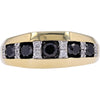 10K Yellow Gold Black Diamond Five Stone Men's Band - 1.16 Carat Total Weight