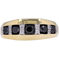 10K Yellow Gold Black Diamond Five Stone Men's Band - 1.16 Carat Total Weight