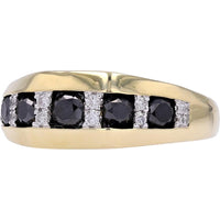 10K Yellow Gold Black Diamond Five Stone Men's Band - 1.16 Carat Total Weight