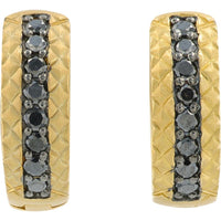 10K Yellow Gold Black Diamond Hoop Earrings - 0.25 Carat Total Diamond Weight