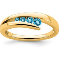 10K Yellow Gold Blue Topaz 4-Stone Gemstone Ring with Round Swiss Blue Topaz - 0.26 Carat Total Gemstone Weight by 0