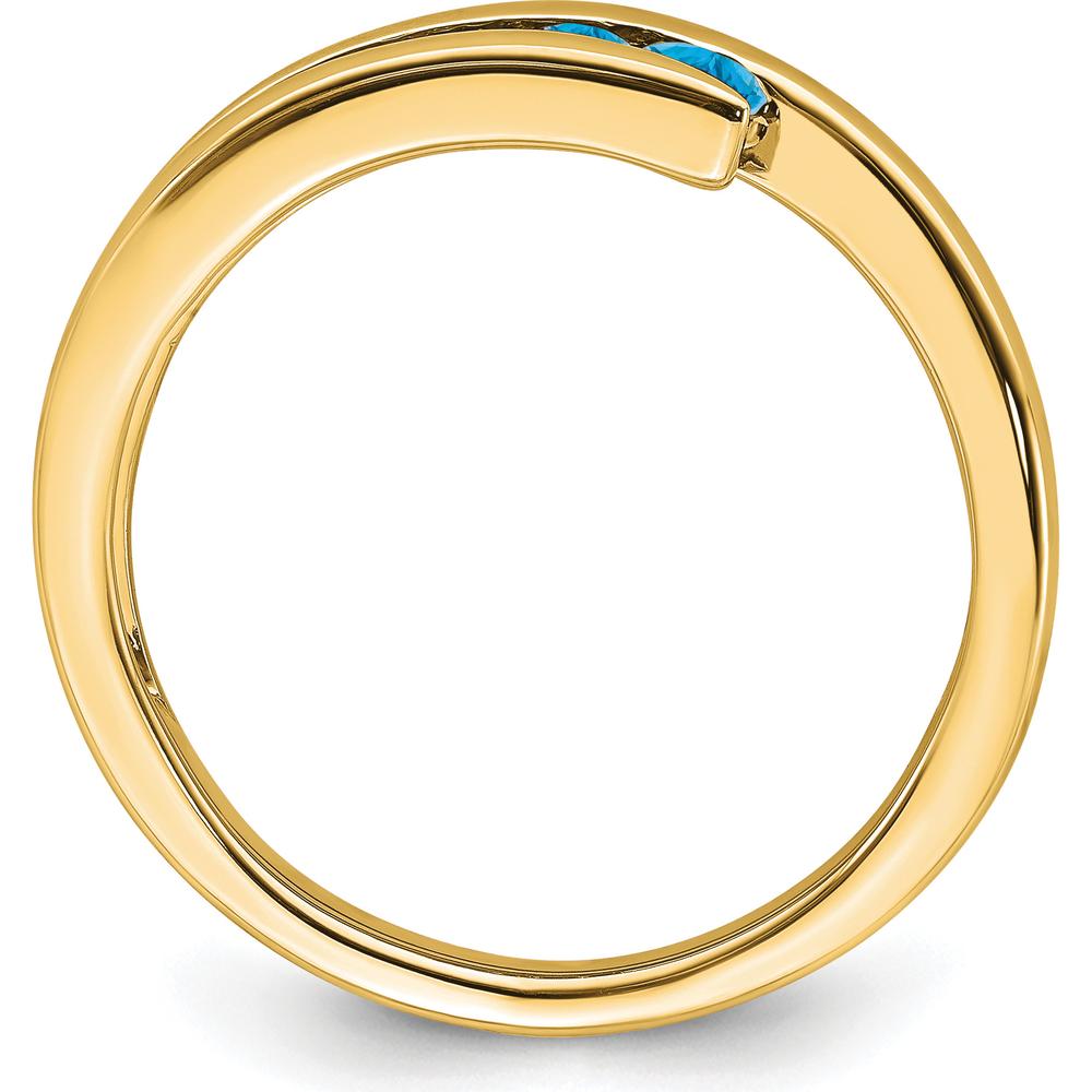 10K Yellow Gold Blue Topaz 4-Stone Gemstone Ring with Round Swiss Blue Topaz - 0.26 Carat Total Gemstone Weight by 0